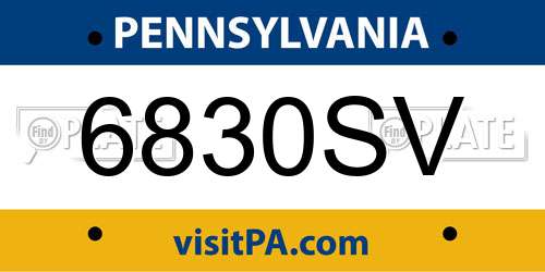 6830SV Pennsylvania License Plate