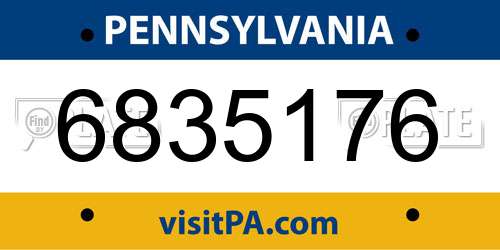6835176 Pennsylvania License Plate