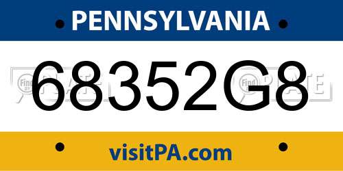 68352G8 Pennsylvania License Plate