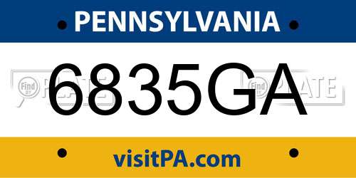 6835GA Pennsylvania License Plate