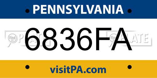 6836FA Pennsylvania License Plate