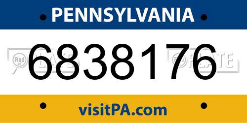 6838176 Pennsylvania License Plate