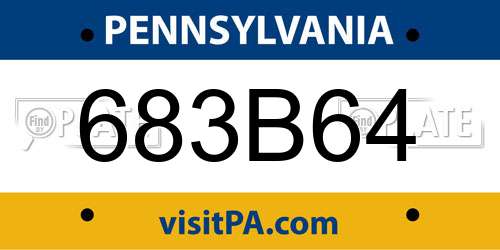 683B64 Pennsylvania License Plate