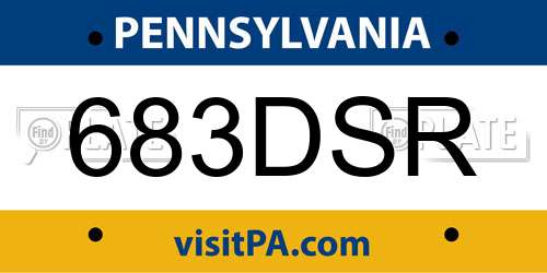 683DSR Pennsylvania License Plate