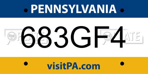 683GF4 Pennsylvania License Plate