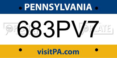 683PV7 Pennsylvania License Plate