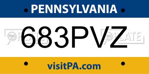 683PVZ Pennsylvania License Plate