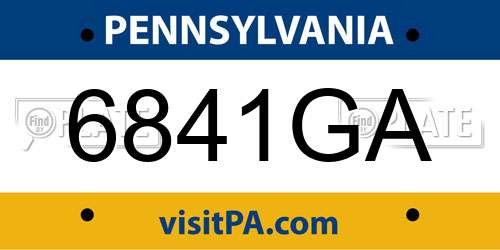 6841GA Pennsylvania License Plate
