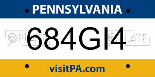 684GI4 Pennsylvania License Plate