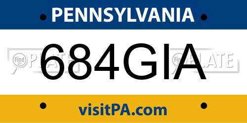 684GIA Pennsylvania License Plate