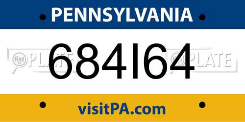 684I64 Pennsylvania License Plate