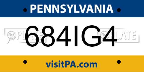 684IG4 Pennsylvania License Plate