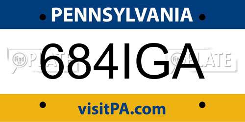 684IGA Pennsylvania License Plate