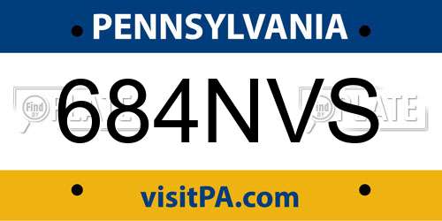 684NVS Pennsylvania License Plate