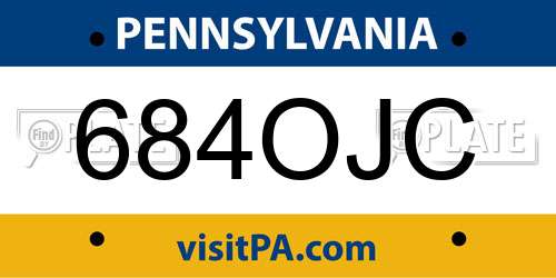 684OJC Pennsylvania License Plate