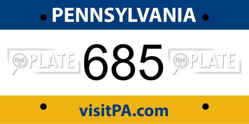 685 Pennsylvania License Plate