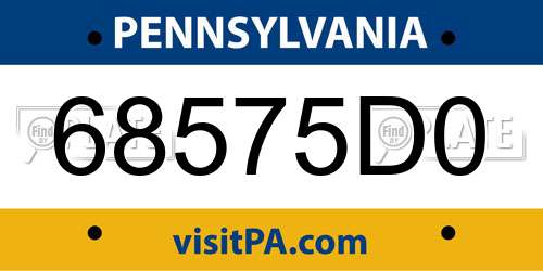 68575D0 Pennsylvania License Plate