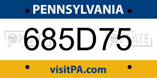 685D75 Pennsylvania License Plate