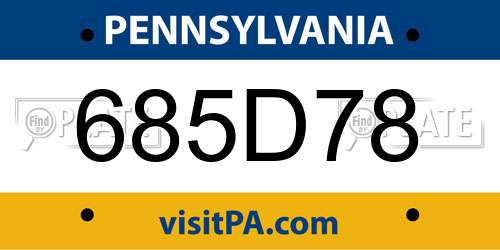 685D78 Pennsylvania License Plate