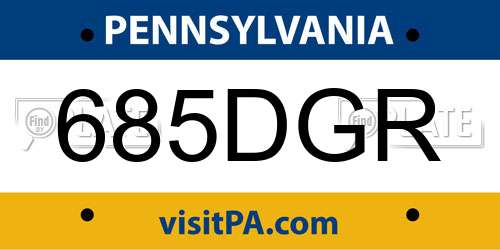 685DGR Pennsylvania License Plate