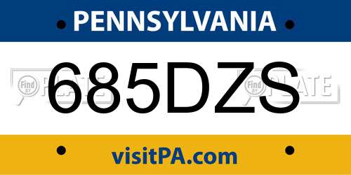 685DZS Pennsylvania License Plate