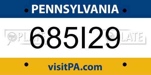 685I29 Pennsylvania License Plate