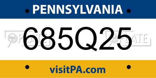 685Q25 Pennsylvania License Plate