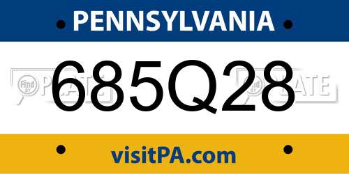 685Q28 Pennsylvania License Plate