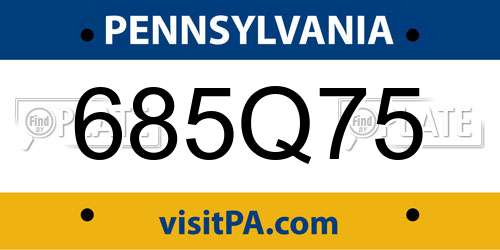 685Q75 Pennsylvania License Plate