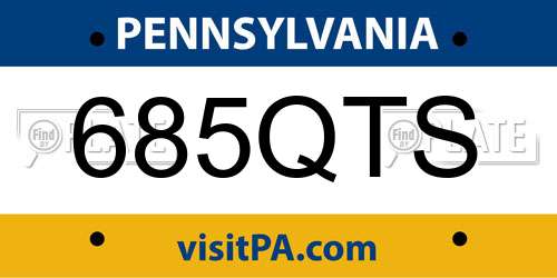 685QTS Pennsylvania License Plate