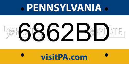 6862BD Pennsylvania License Plate