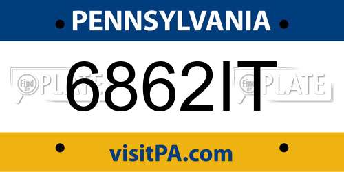 6862IT Pennsylvania License Plate