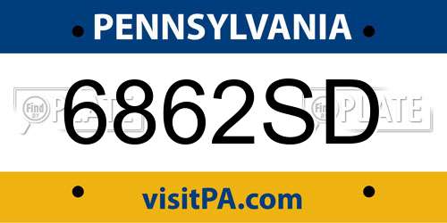 6862SD Pennsylvania License Plate
