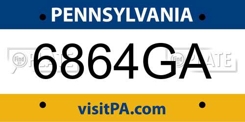 6864GA Pennsylvania License Plate
