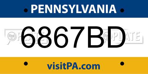 6867BD Pennsylvania License Plate