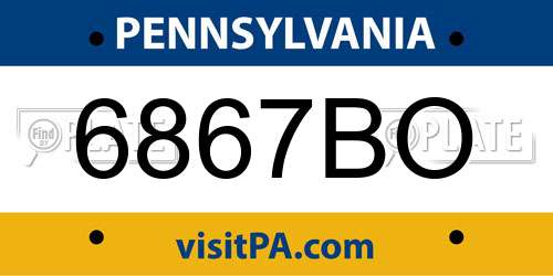 6867BO Pennsylvania License Plate