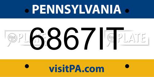 6867IT Pennsylvania License Plate