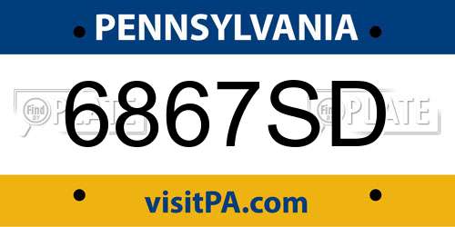 6867SD Pennsylvania License Plate