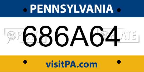 686A64 Pennsylvania License Plate