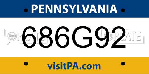 686G92 Pennsylvania License Plate