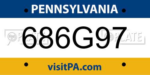686G97 Pennsylvania License Plate