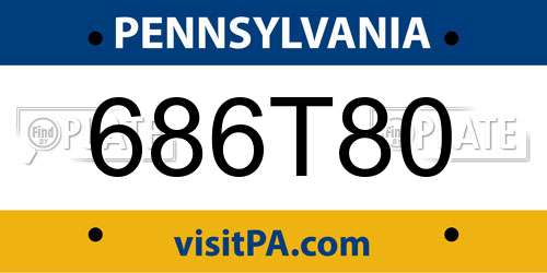 686T80 Pennsylvania License Plate
