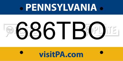686TBO Pennsylvania License Plate