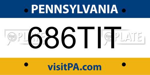 686TIT Pennsylvania License Plate