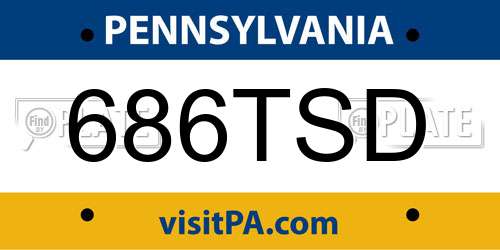 686TSD Pennsylvania License Plate