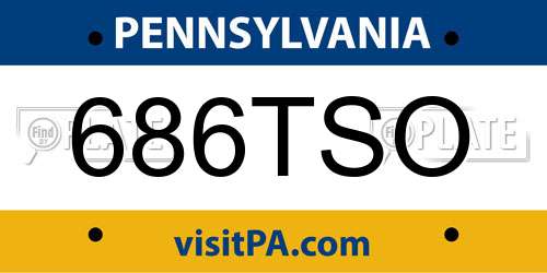 686TSO Pennsylvania License Plate