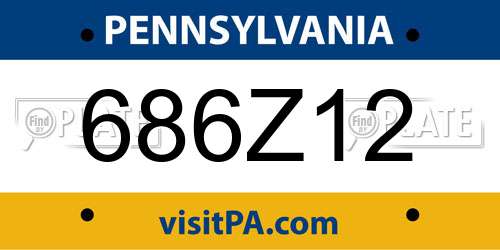 686Z12 Pennsylvania License Plate