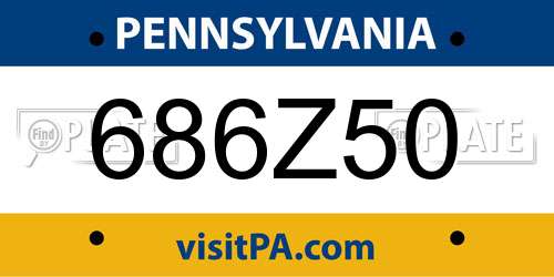 686Z50 Pennsylvania License Plate