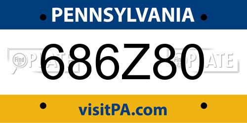686Z80 Pennsylvania License Plate