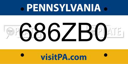 686ZB0 Pennsylvania License Plate